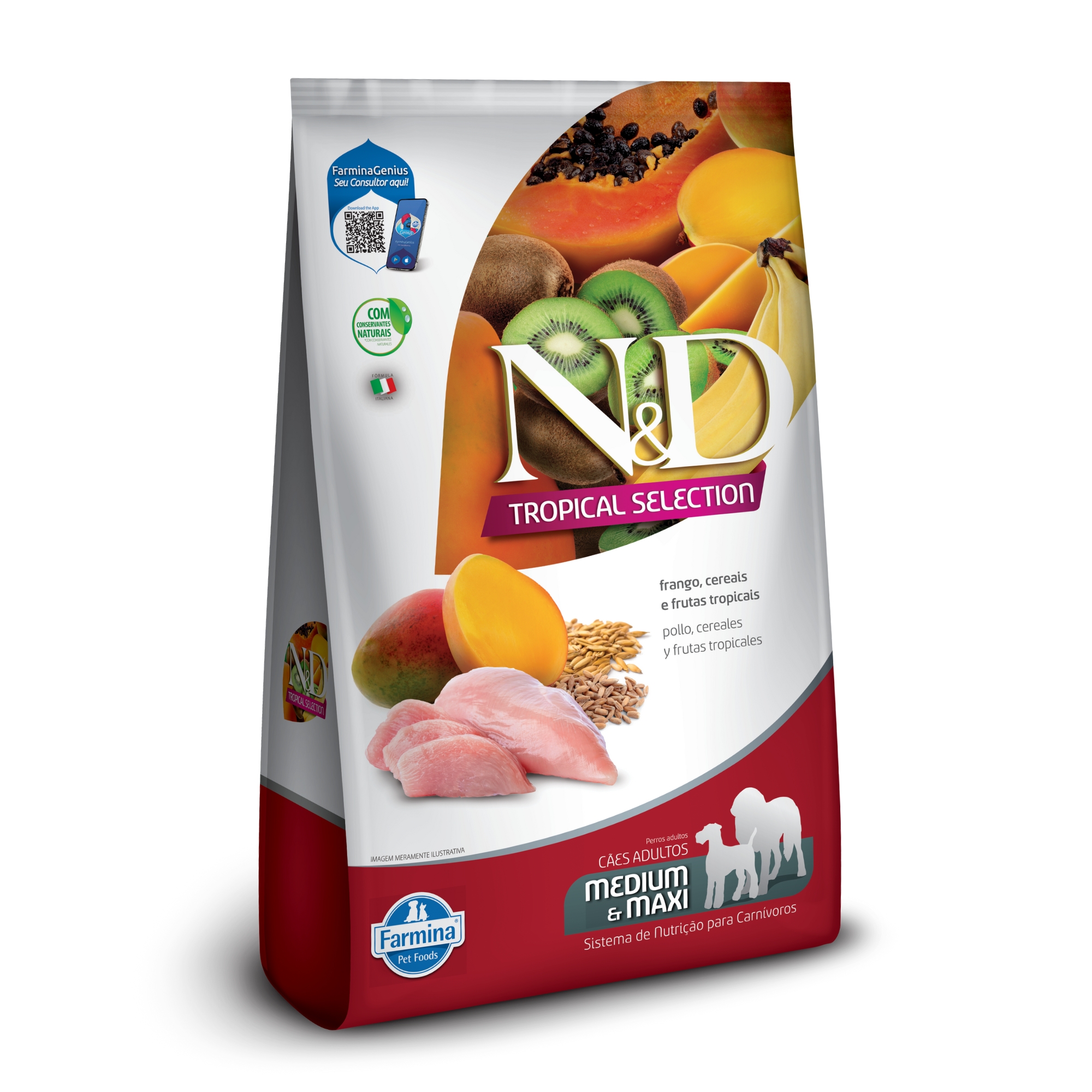 N&D Tropical Cães Adultos Méd/Grd Frango ...