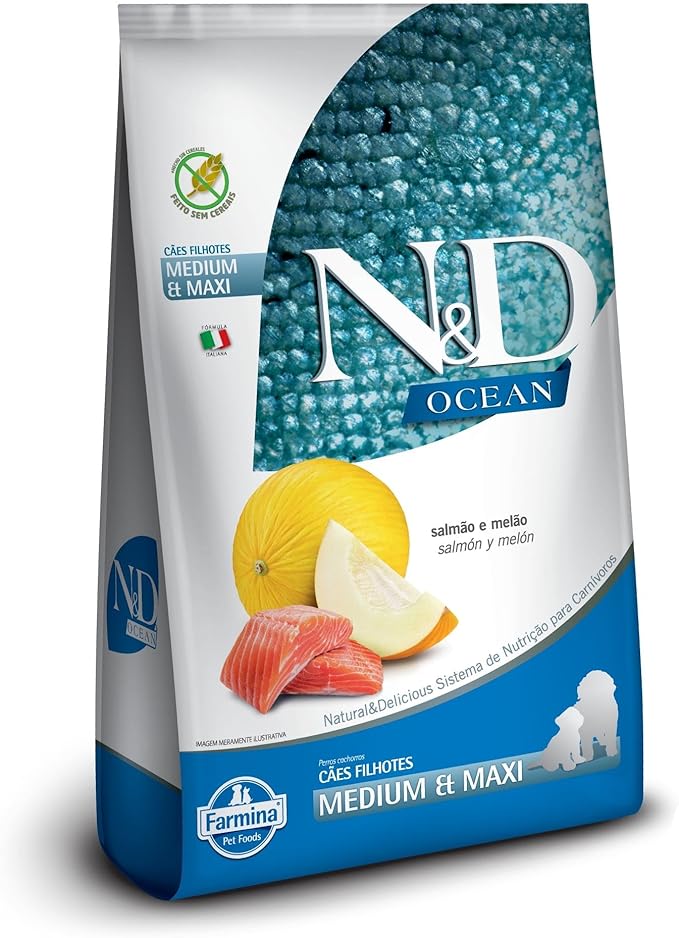 N&D Ocean Cães Filhotes Méd/Grd Salmão e ...