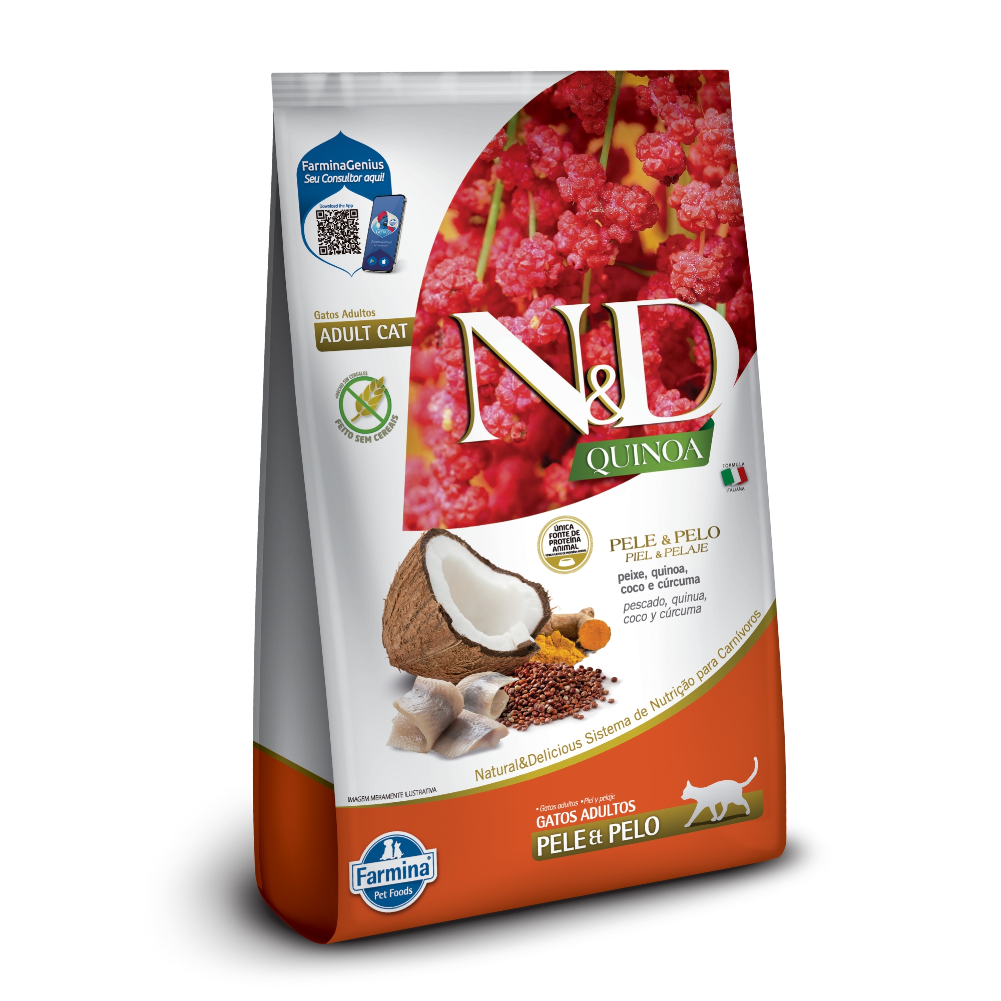 N&D Quinoa Pele e Pelo Gatos Adultos Pei ...